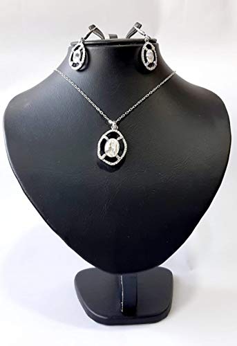 Necklace Set/Belgian Design/Rhodium Plated with Cubic Zircon (ST64431) (CRYSTAL)