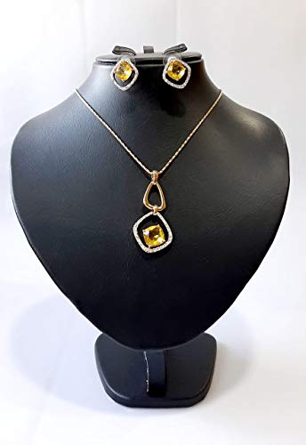 Necklace Set/Belgian Design/Rhodium Plated with Cubic Zircon,(ST68788) Gold/Jonquil