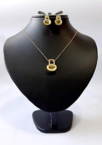 Necklace set/Belgian Design/Rhodium Plated Metal with Cubic Zircon (ST70300) Gold/Jonquil