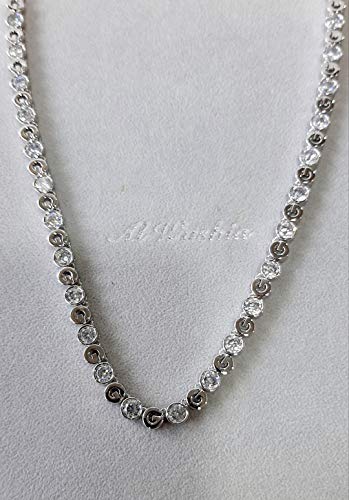 Necklace/Belgian Design/Rhodium Plated Metal with Cubic Zircon (N3112) Silver