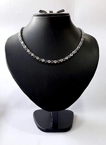 Necklace/Belgian Design/Rhodium Plated Metal with Cubic Zircon (N3112) Silver