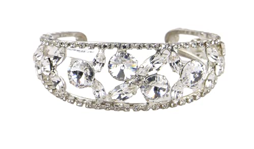 Rhodium Plated Bangle with Cubic zircon Stone (BA1221) Silver