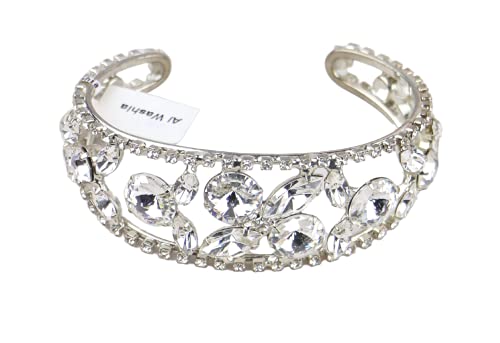 Rhodium Plated Bangle with Cubic zircon Stone (BA1221) Silver