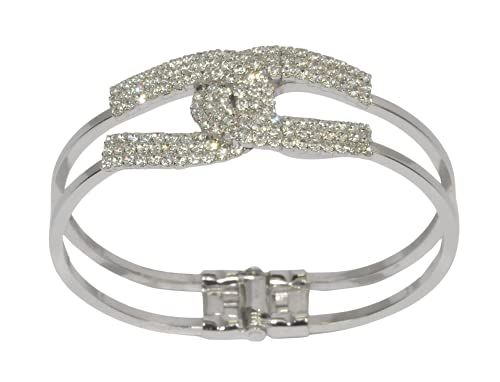 Rhodium Plated Bangle with Cubic zircon Stone (BA1755) Silver color