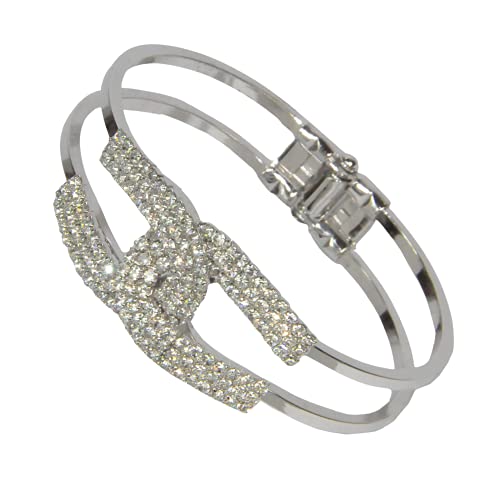 Rhodium Plated Bangle with Cubic zircon Stone (BA1755) Silver color