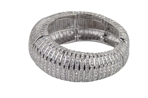 Rhodium Plated Bangle with Cubic zircon Stone (BA1843) Sliver