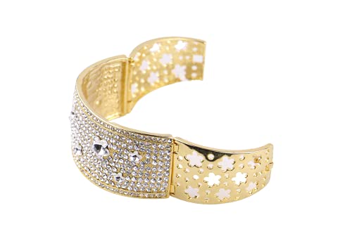 Rhodium Plated Bangle with Cubic zircon Stone (BA1850) Gold Color