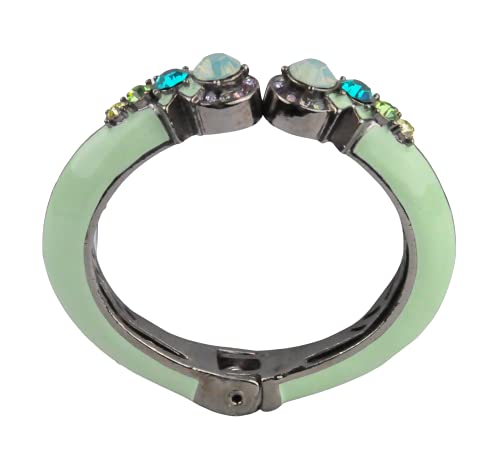 Rhodium Plated Bangle with Cubic zircon Stone (BA1923) Green