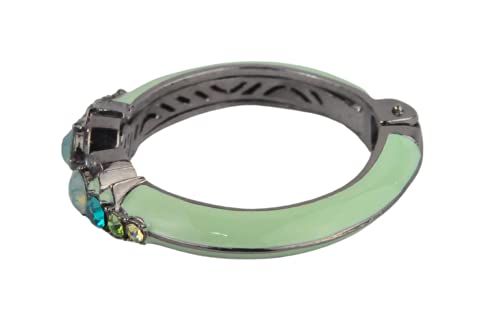 Rhodium Plated Bangle with Cubic zircon Stone (BA1923) Green