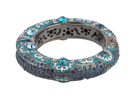 Rhodium Plated Bangle with Cubic zircon Stone (BA1924) Color Blue