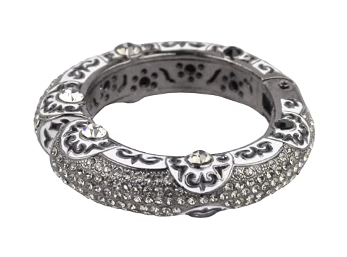 Rhodium Plated Bangle with Cubic zircon Stone (BA1924) Silver