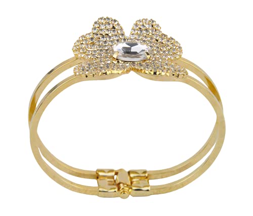 Rhodium Plated Bangle with Cubic zircon Stone (BA2249) Gold color