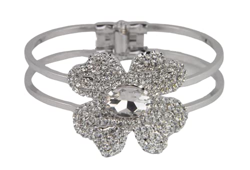 Rhodium Plated Bangle with Cubic zircon Stone (BA2249) Silver color