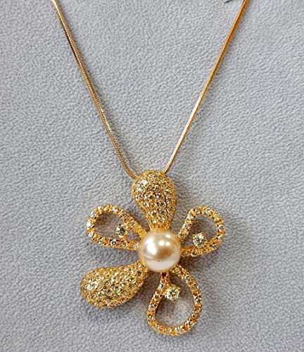 Rhodium Plated Metal with Cubic zircon (N49530) Gold/Pearl/Torquil