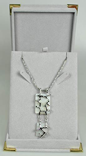 Rhodium-plated Chain with a Sophisticated Rectangular-cut Fancy Stone Pendant