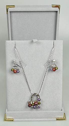 Rhodium-plated with Swarovski Stone Necklace Set (Heart-shaped Pendant and Earrings)