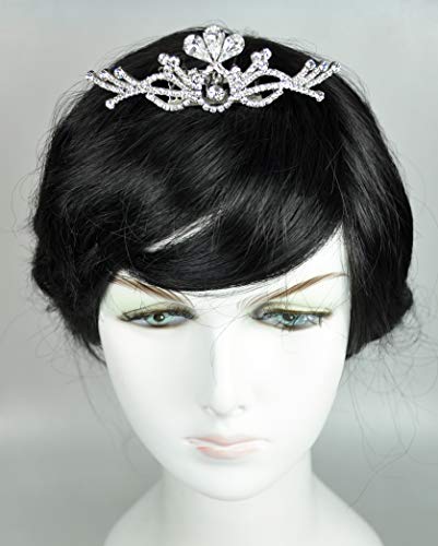 Small Crown/Tiara Hair Accessories with Crystals (Silver Plated)