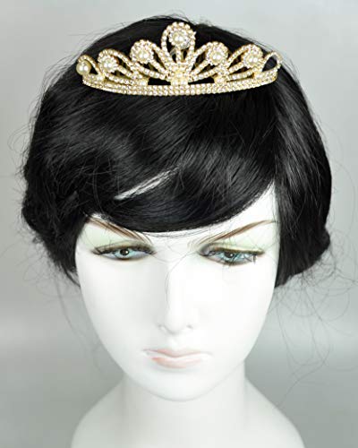Small Crown/Tiara Hair Accessories with Crystals and Pearls (Gold Plated)